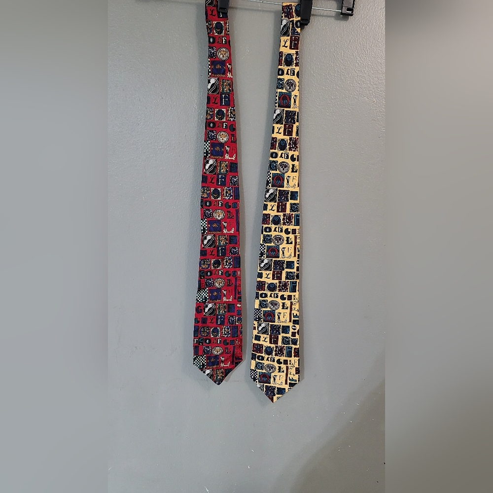 Barry Wells Vibrant Red and Yellow Geometric‎ Ties